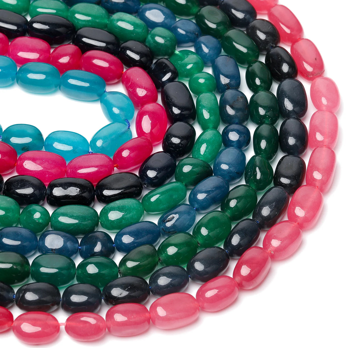 Glass Beads Multicolor Chalcedony-Style Jade-Style Irregular Bracelets