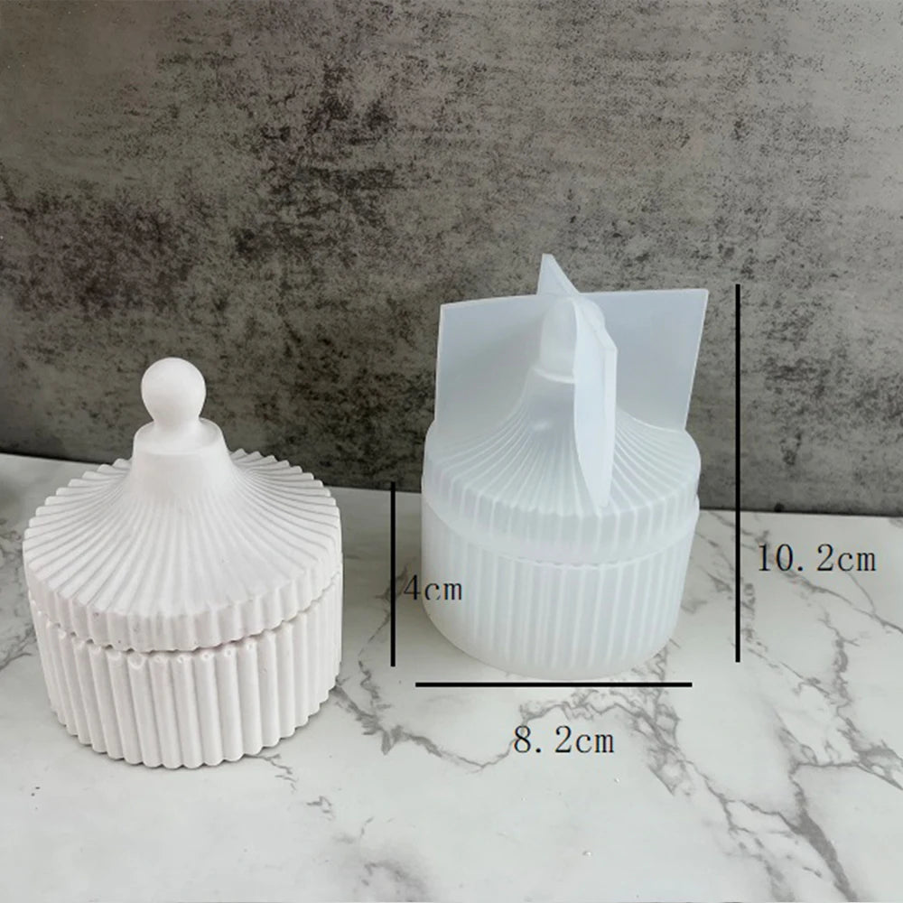 Candle Mold Silicone Ribbed Jar Flowerpot & Dome Box DIY Wax Concrete Resin