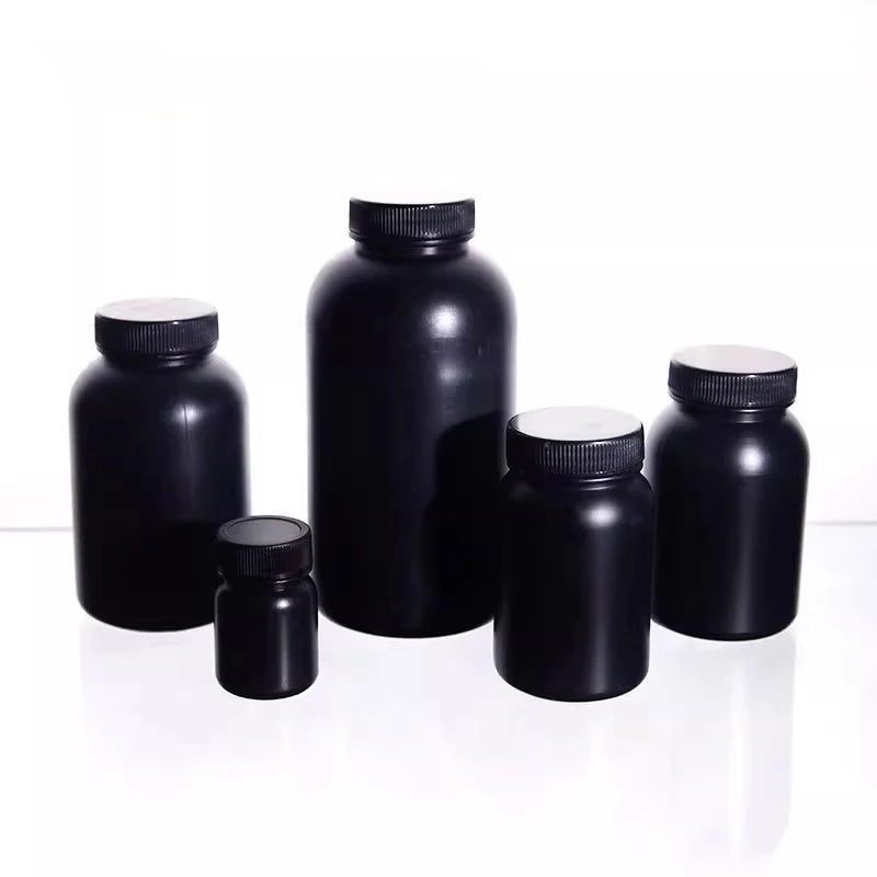 Wide-Mouth Bottles Empty HDPE Black White Screw Caps Storage 30 Pack