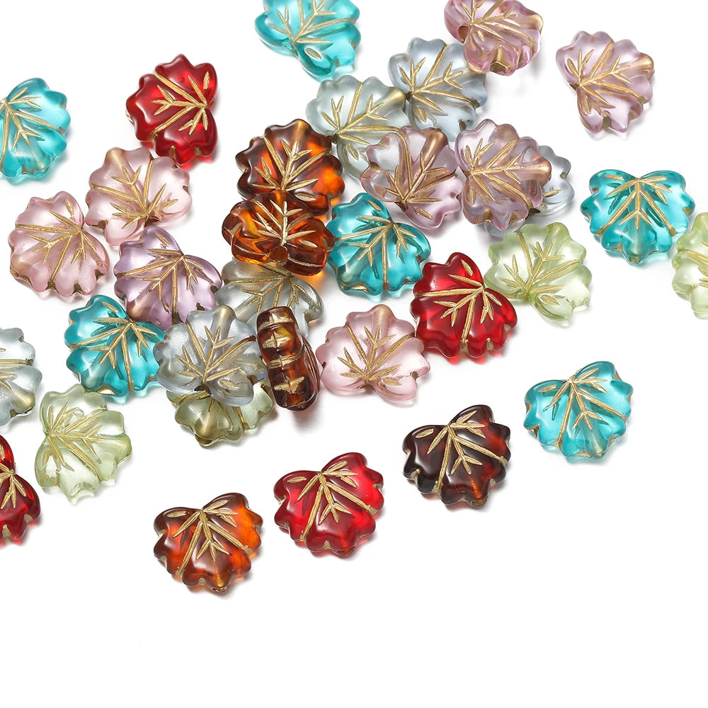 Acrylic Beads Vintage Amber Maple Leaf Spacer Necklace Bracelets Craft Beads