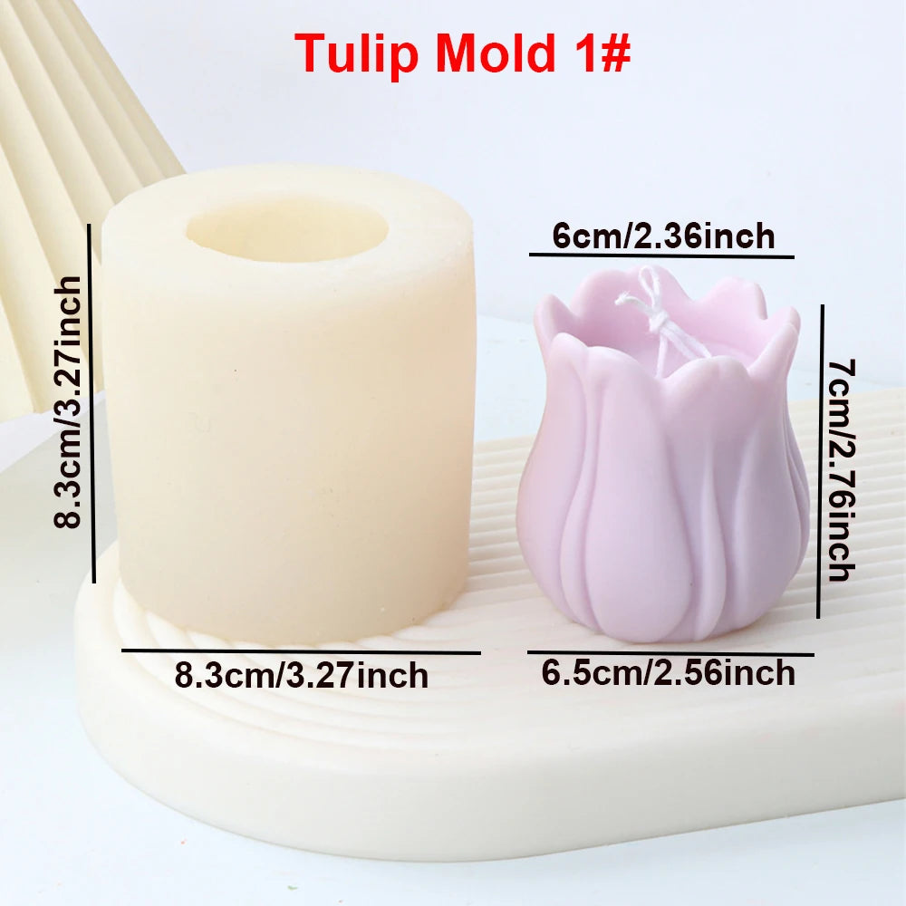 Tulip Candle Mold - Silicone 3D Flower, 5 Styles