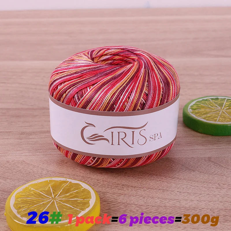 Yarn, Fine Lace with Gradient Colors for Crochet Shawls & Summer Knitwear