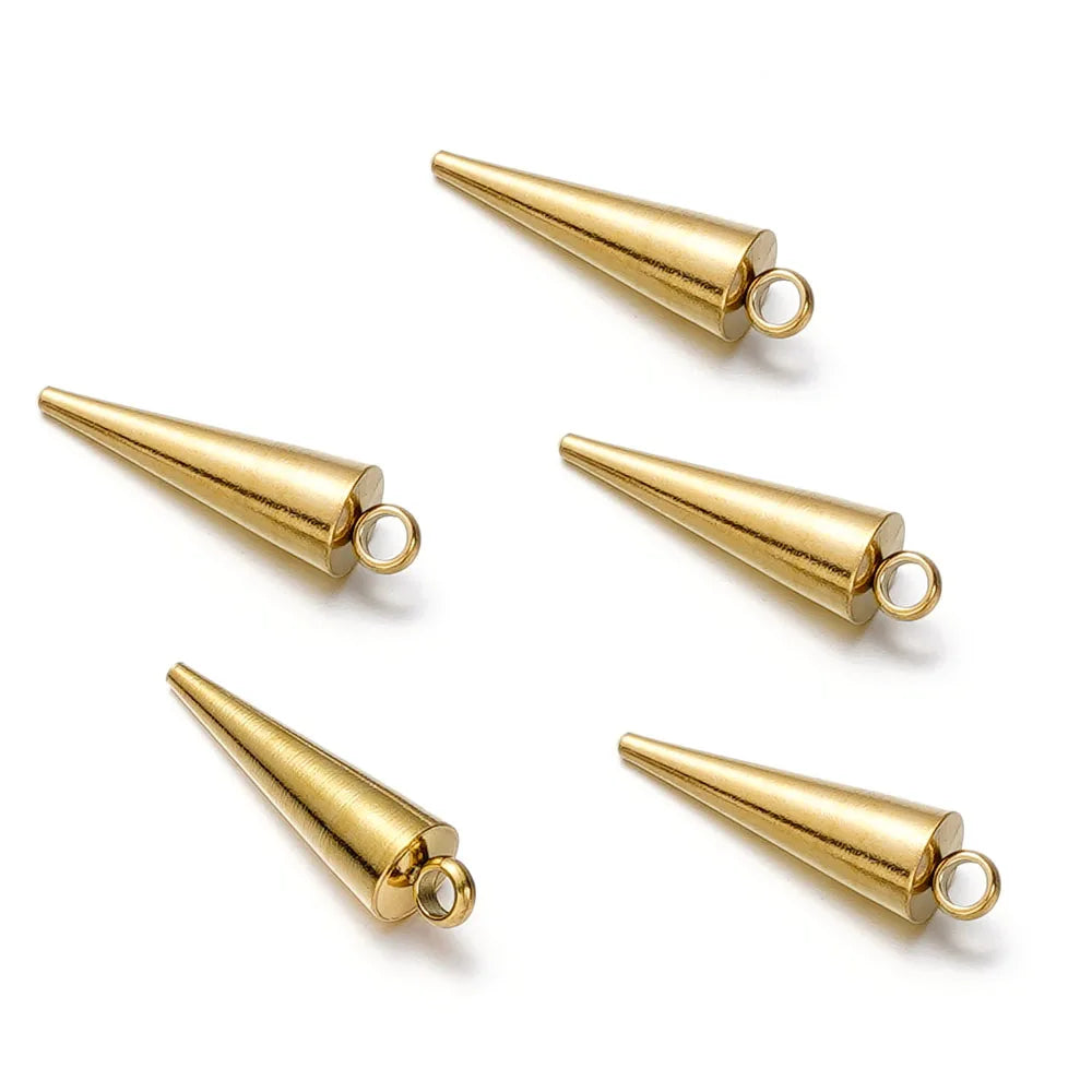 Metal Beads Stainless Steel Cone Charms Retro Spike Pendants Bracelet Supplies