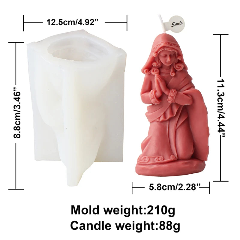 Angel Virgin Mary Silicone Candle Mould Veil Lady Casting Resin Making Molds Aromatherapy Plaster Clay Home Decorate Mold