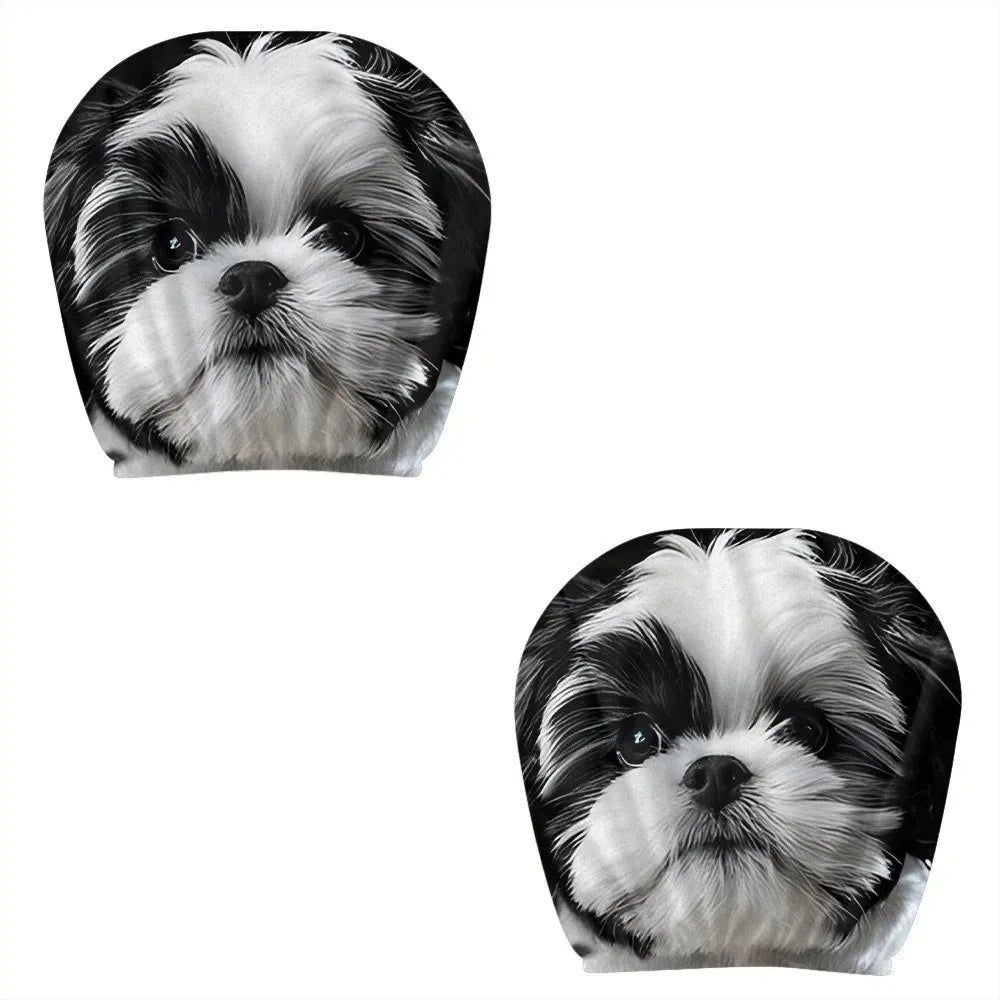 2PCS Elastic Car Headrest Covers Stain-Proof Cartoon Seat Headrest Protectors Funny Washable Auto Interior Decoration Cover