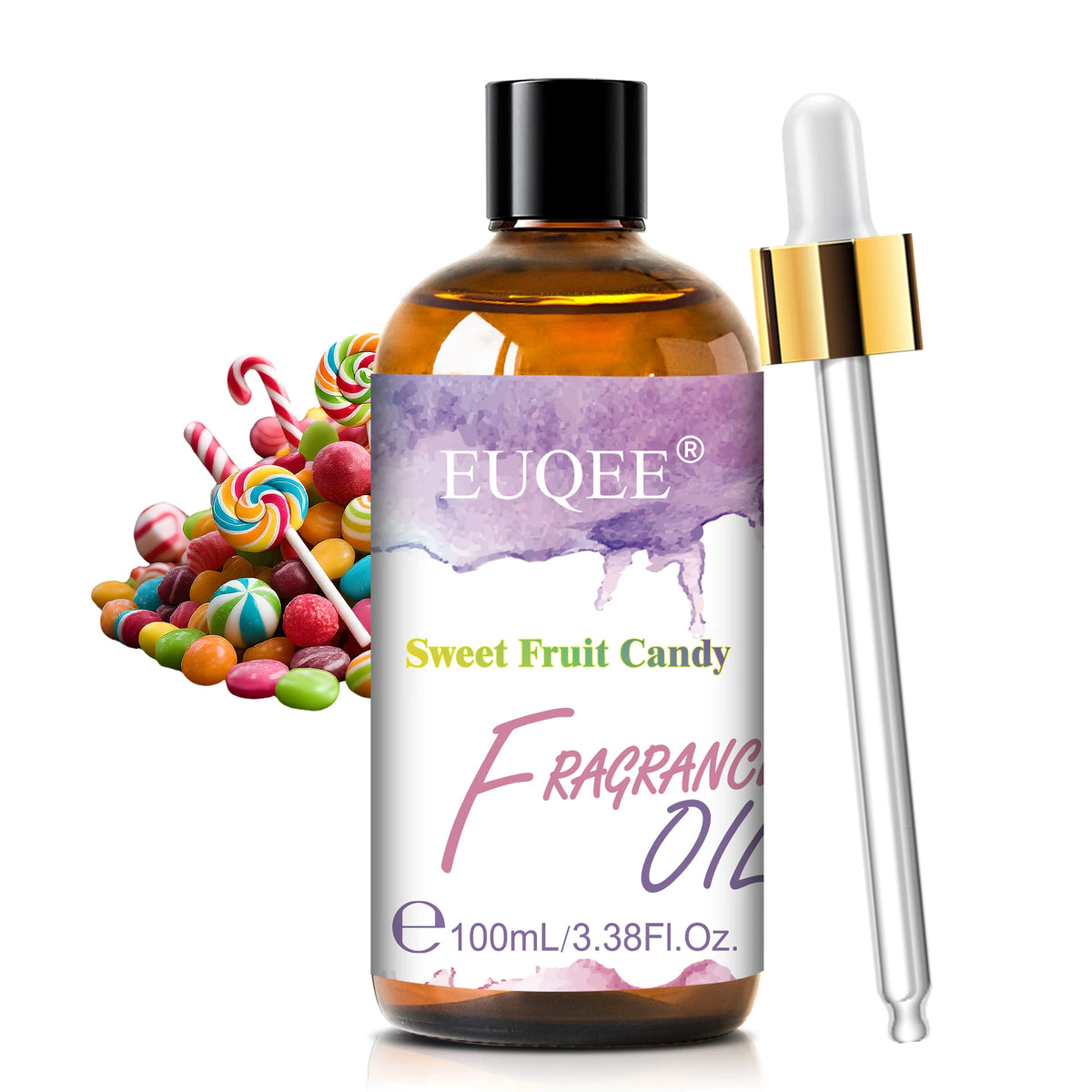 EUQEE Premium Fragrance Oil 100ml UV Glass Gold Dropper Candle Soap Bath Bomb 18 Scents