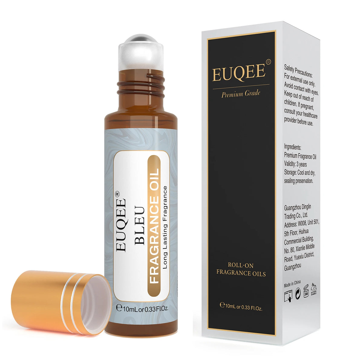 EUQEE Men's Roll-On Fragrance Oil 10ml Alcohol-Free Long-Lasting Cologne Oil