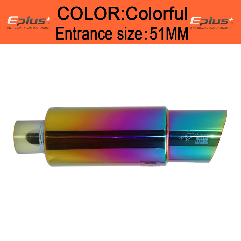 Stainless Steel Car Exhaust Drum Muffler Tail Pipe Universal 51-63mm