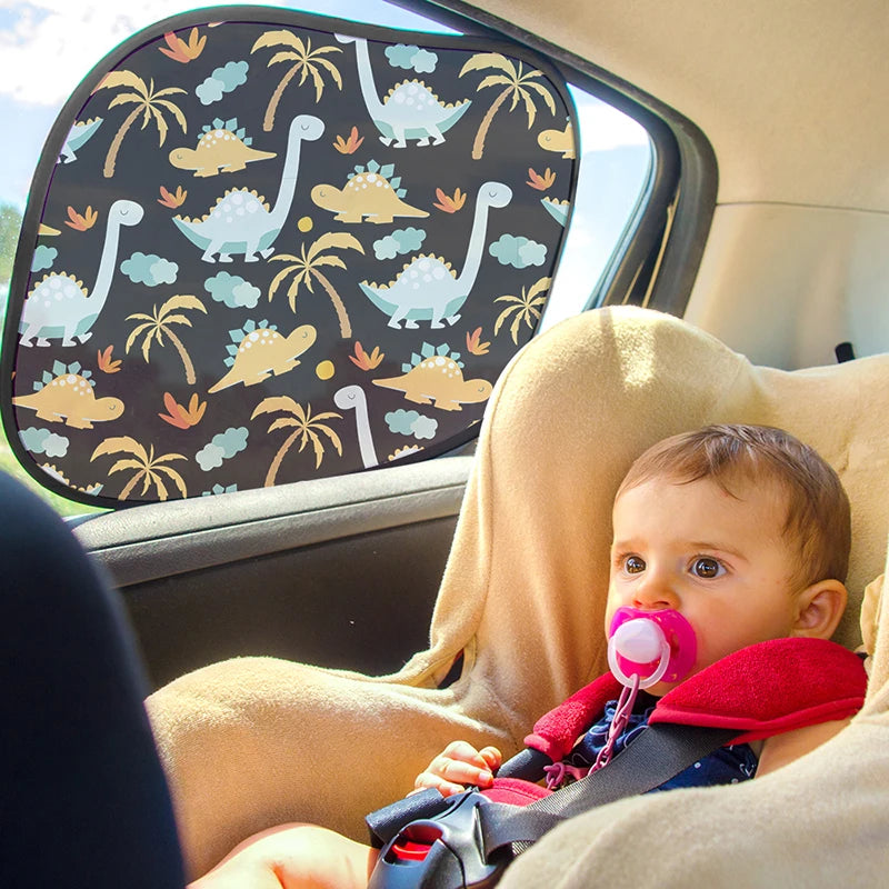 Black And Colorful Cartoon Animal Car Sun Shade UV Protector