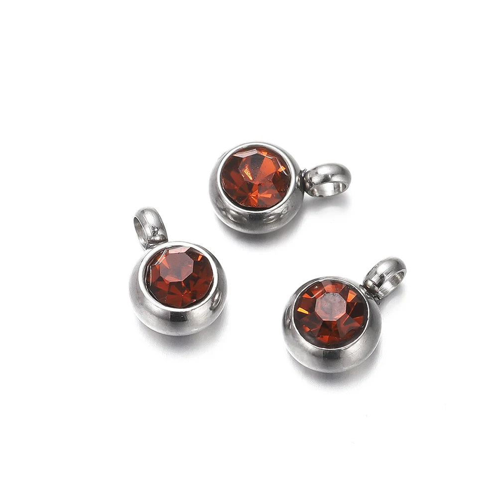 Earring Components Stainless Steel Birthstone Necklace Pendant Craft Supplies
