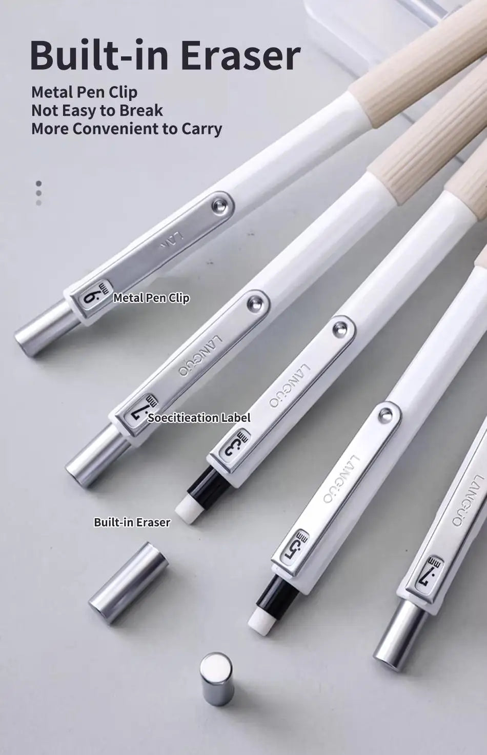 Metal Mechanical Pencil Set, HB — 4 Sizes with 80pc Lead Refills & Case