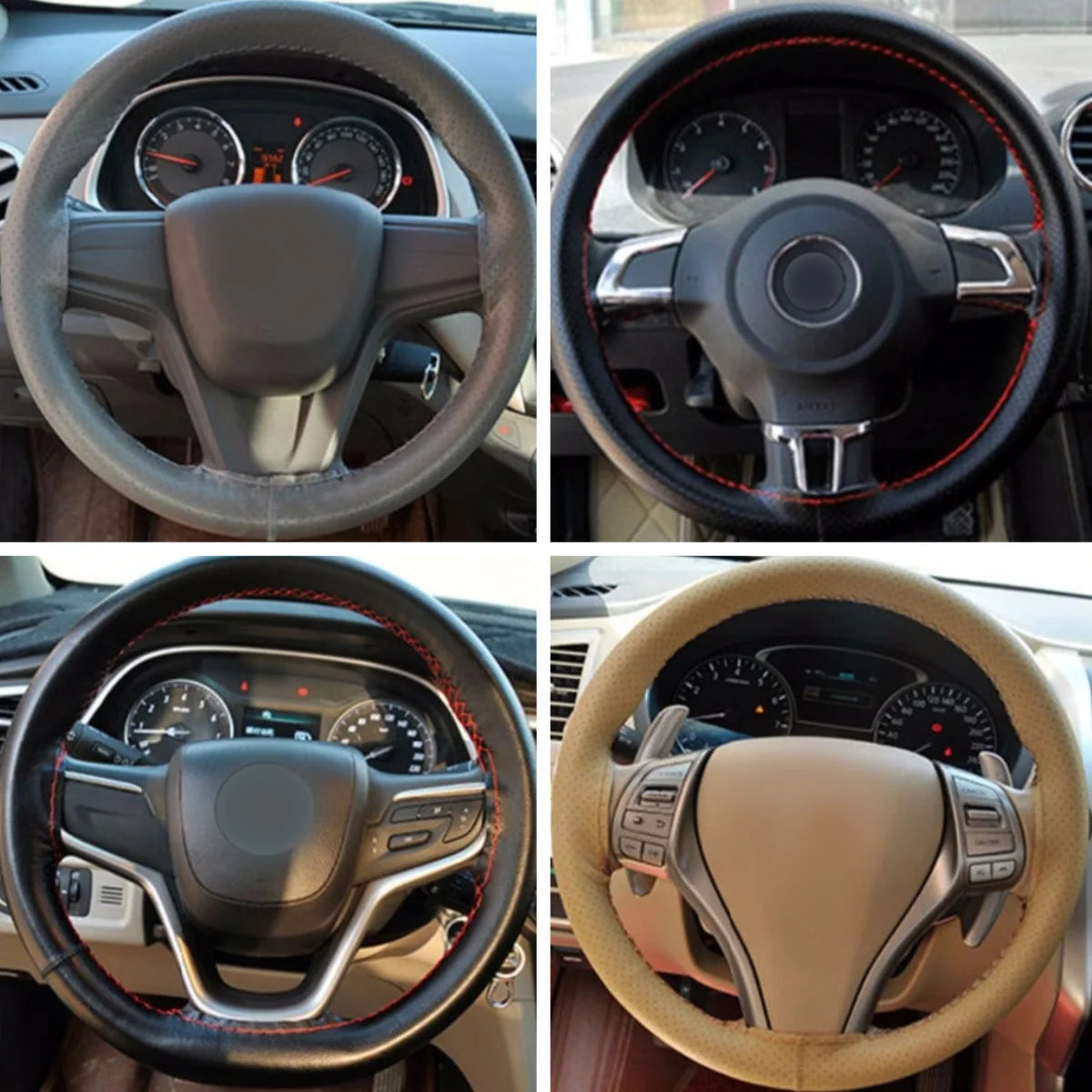 Universal Leather Car Steering Wheel Steering Wheel Cover Anti-Slip Comfort