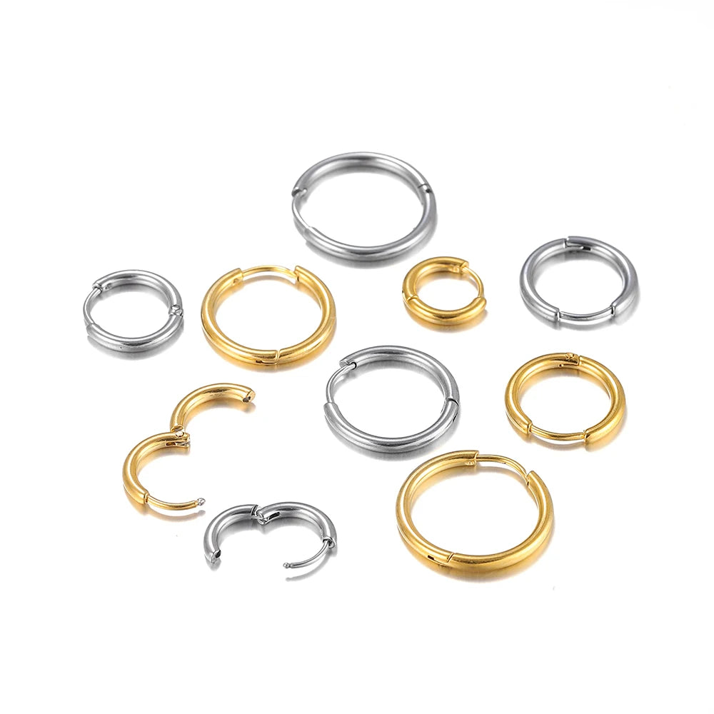 Earring Components Stainless Steel Circle Hoop Earrings Gold DIY Jewelry Making