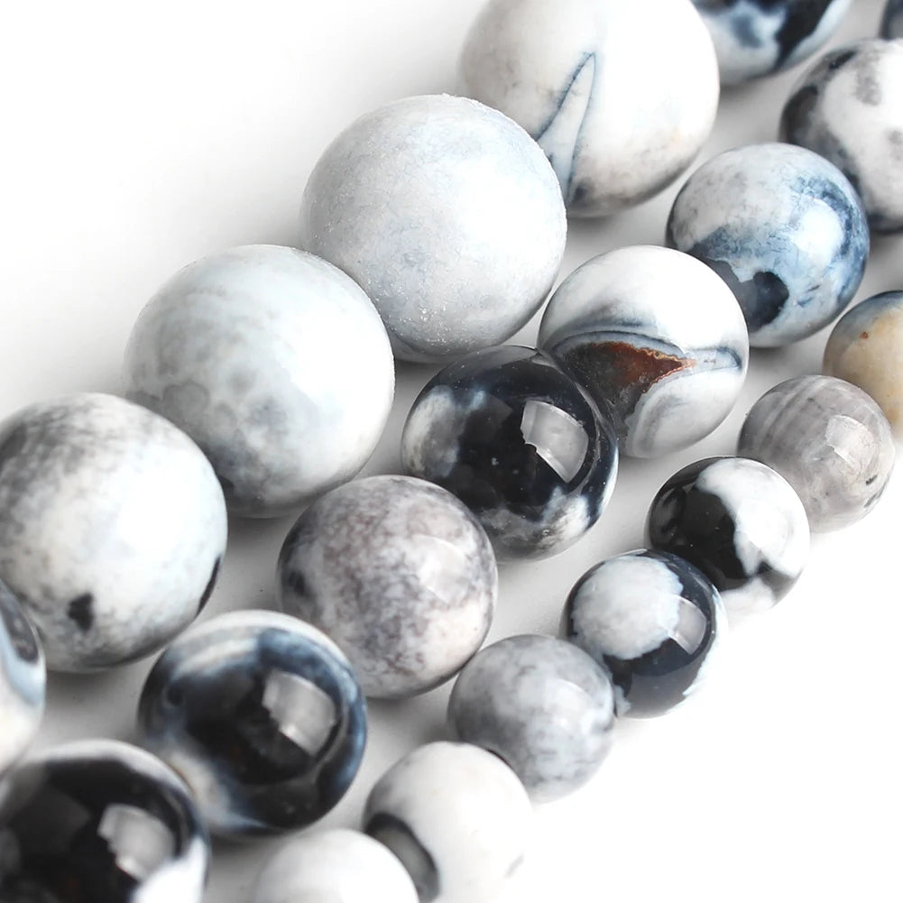 Stone Beads Round Flame-Style Assorted Stone Options for DIY Jewelry Making