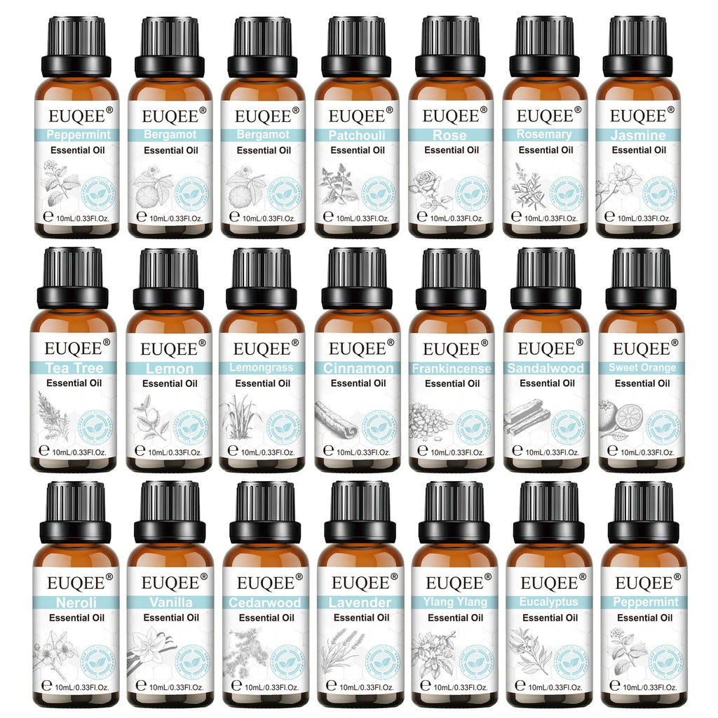EUQEE 10ml Pure Essential Oil For Humidifier,Diffuser,Candle Making-Eucalyptus Vanilla Citronella Aromatherapy Essential Oils