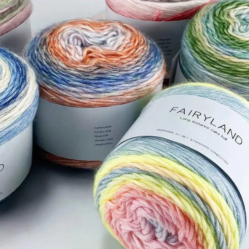 Yarn, Rainbow Gradient Cake for Handmade Sweaters, Scarves & Winter Hats