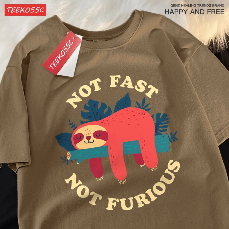 T-Shirt Unisex Not Fast Not Furious Sloth Funny Graphic Tee 11 Colors