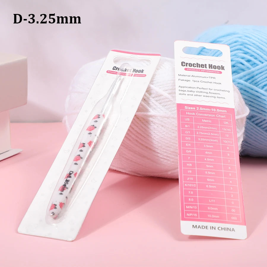 Crochet Hook, Rose Handle with Rubber Grip for Handmade Yarn Projects