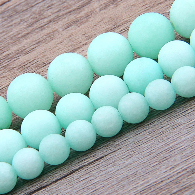 Stone Beads Matte Round Turquoise Jasper Quartz Styles for DIY Jewelry Making