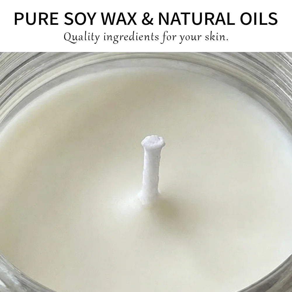 Massage Oil Candle Jasmine Soy Wax Low Temp Melt Pour Skin Care Moisturizing Relaxing Warm Spa Bath Couples Gift Women Christmas