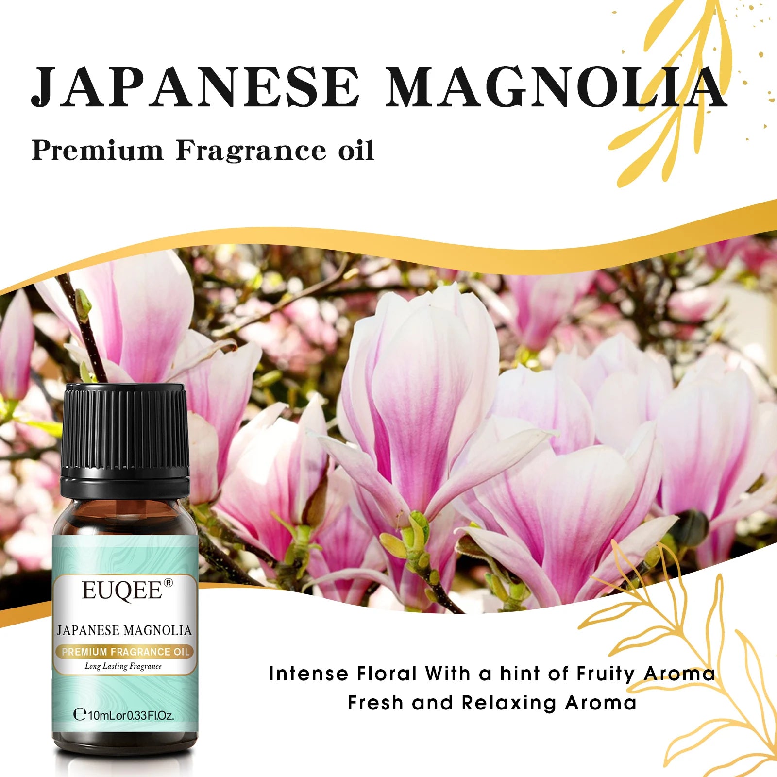 EUQEE 10ML Floral Series Fragrance Oil For Aromatherapy,Making Candle,Coconut & Vanilla Japanese Magnolia Pumpkin Pie Aroma Oils