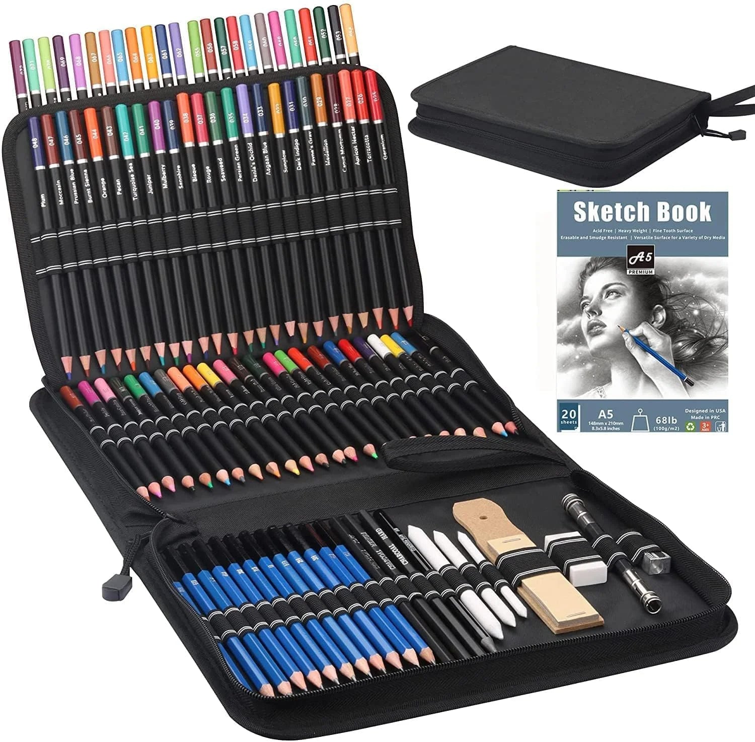 Drawing & Sketching Kit with Travel Case — 20 to 96 Pieces