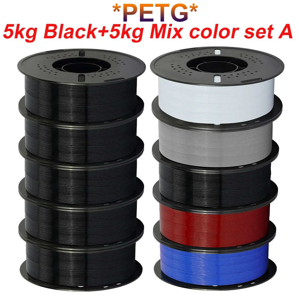3D Printer Filament PLA & PETG 10KG 10 Rolls 1.75mm 26 Colors KINGROON