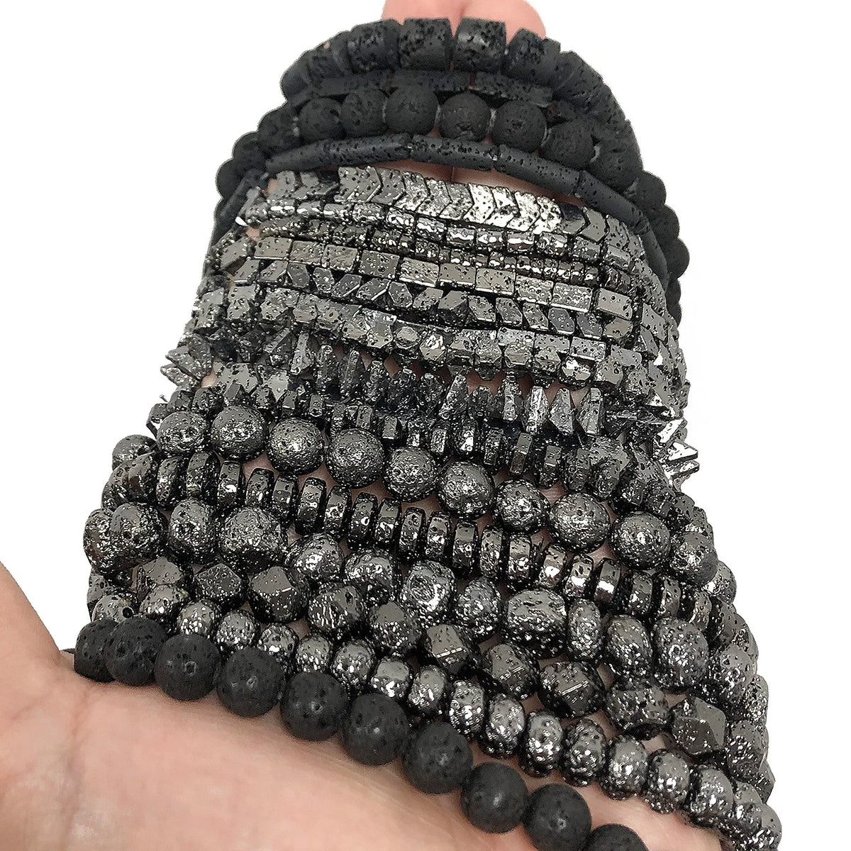 Stone Beads Black Volcanic Lava Spacer Waist Bracelets Necklace Craft Beads