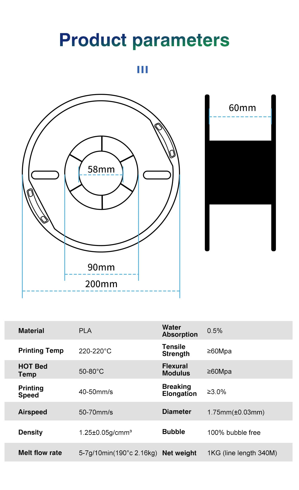 KINGROON Silk Tri-color PLA Filament 3D Printer 1.75mm 1KG/roll  Silk PLA Filament Plastic Material 3D Printing Special Color