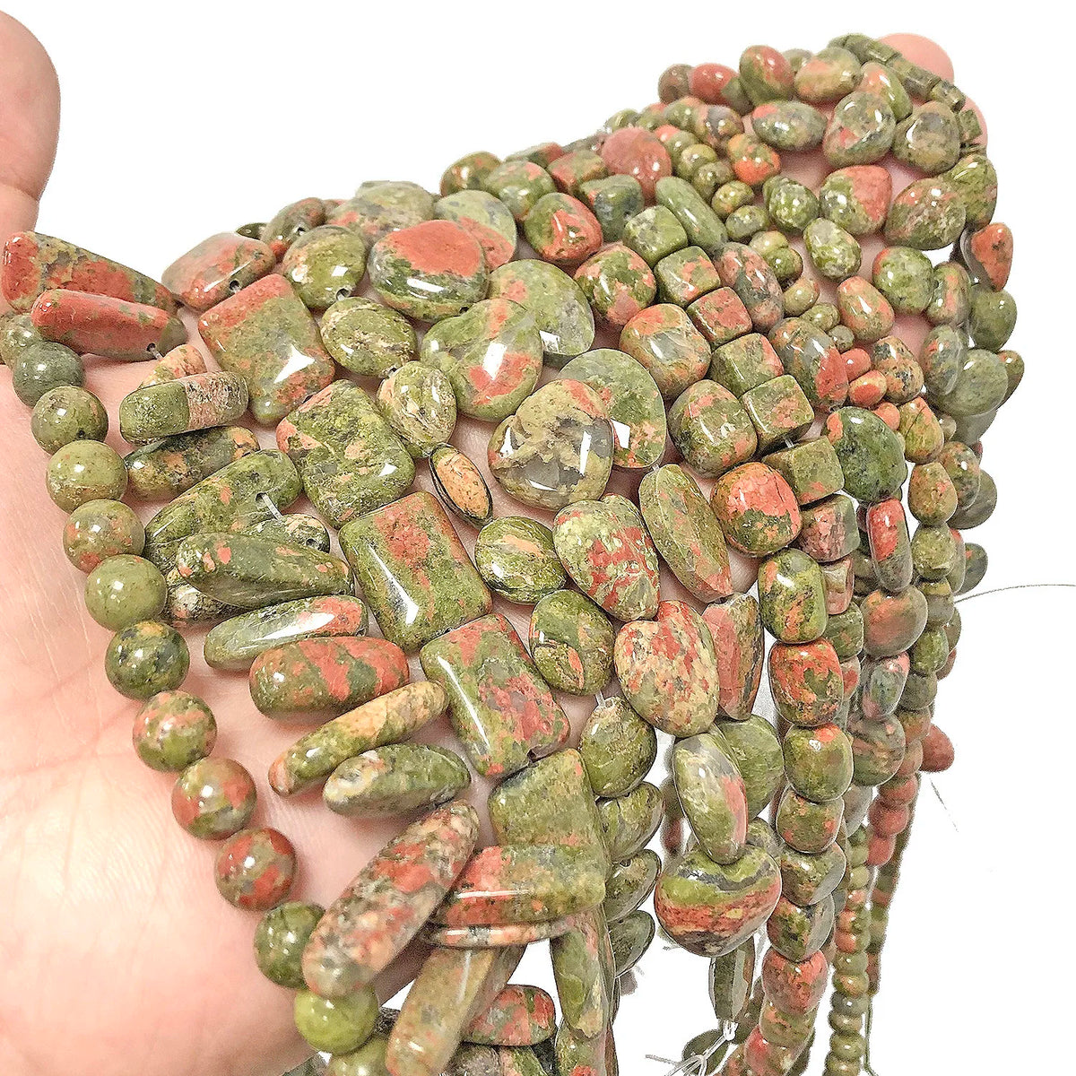 Stone Beads Unakite-Style Heart Drop Cube Shapes for DIY Jewelry Making