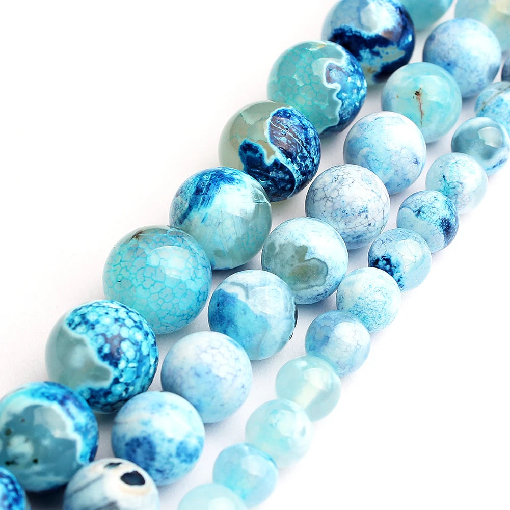 Stone Beads Round Flame-Style Assorted Stone Options for DIY Jewelry Making