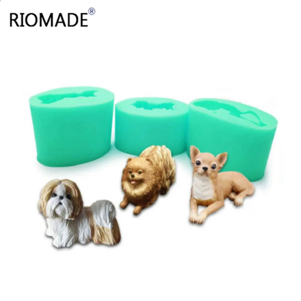 3D Dog Shape Silicone Molds Big Pomeranian Shih Tzu Animal Candle