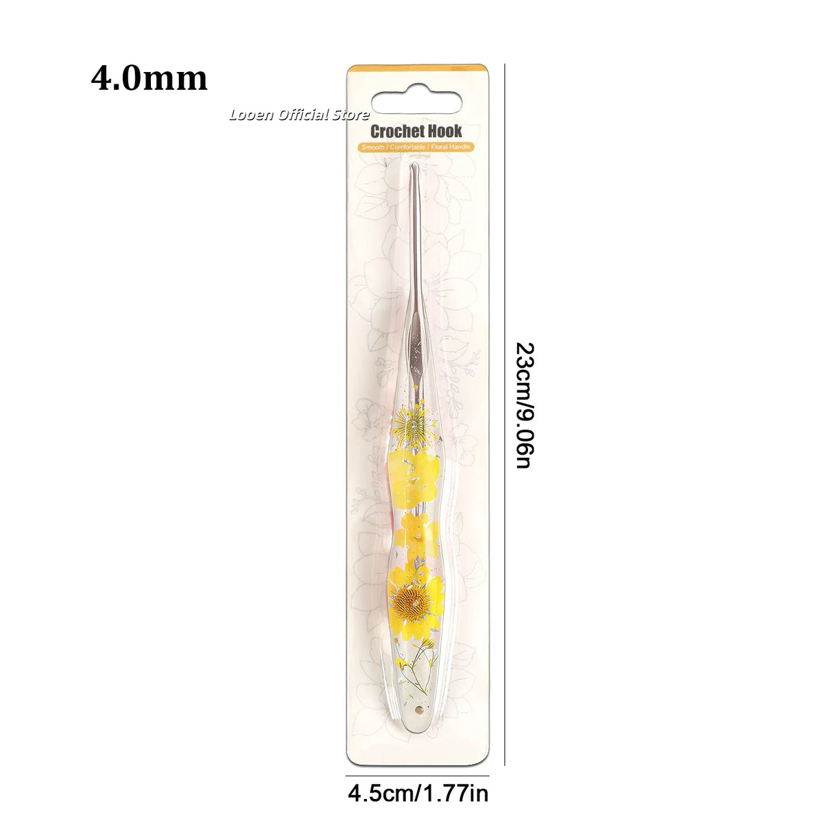 Crochet Hook, Gourd-Shaped Floral Resin Handle for Handmade Yarn Projects
