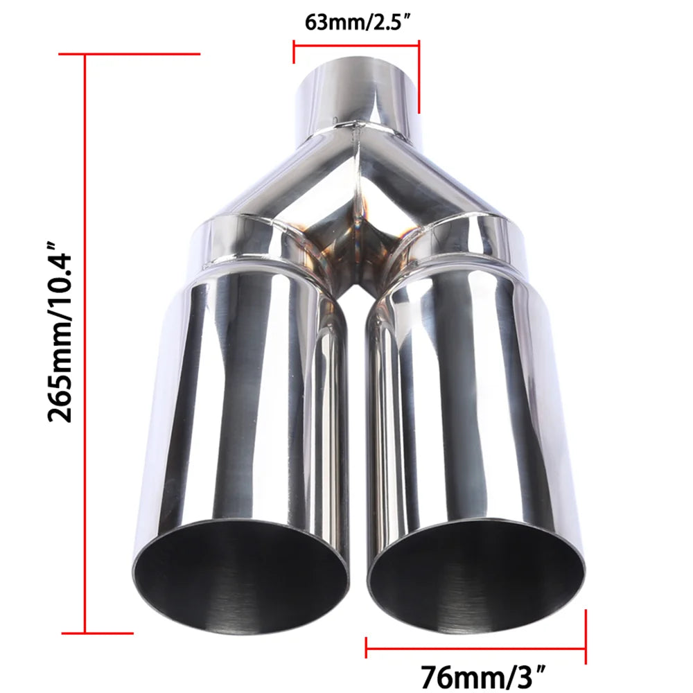Dual Outlet Stainless Steel Exhaust Tail Pipe Muffler | 63mm x 76mm