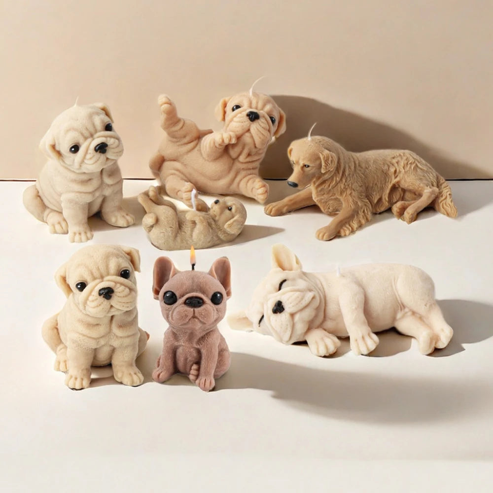 3D Dog Silicone Candle Molds Shar Pei Puppy Scented Plaster Soap Chocolate Cake Baking Fondant Moulds DIY Ainmal Making Mold
