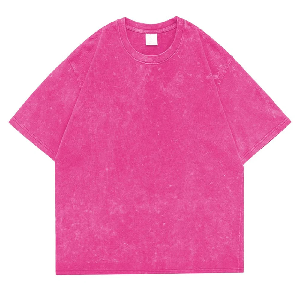 T-Shirt Unisex 230g Washed Retro Punk Drop Shoulder Vintage Loose Tee
