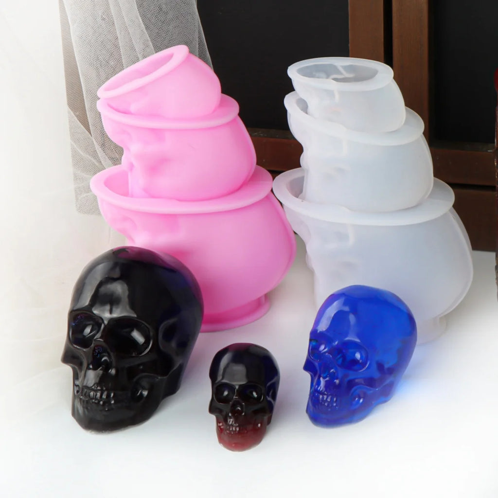 3D Skull Silicone Mold DIY Large Skull Desktop Ornament Epoxy Resin Candle Mold Skull Sculpture Halloween Home Decoration Mold