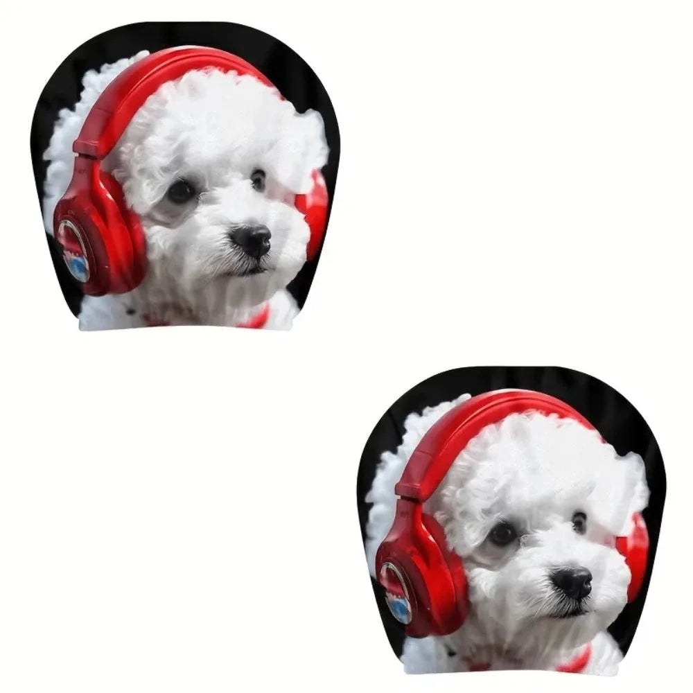 2PCS Elastic Car Headrest Covers Stain-Proof Cartoon Seat Headrest Protectors Funny Washable Auto Interior Decoration Cover