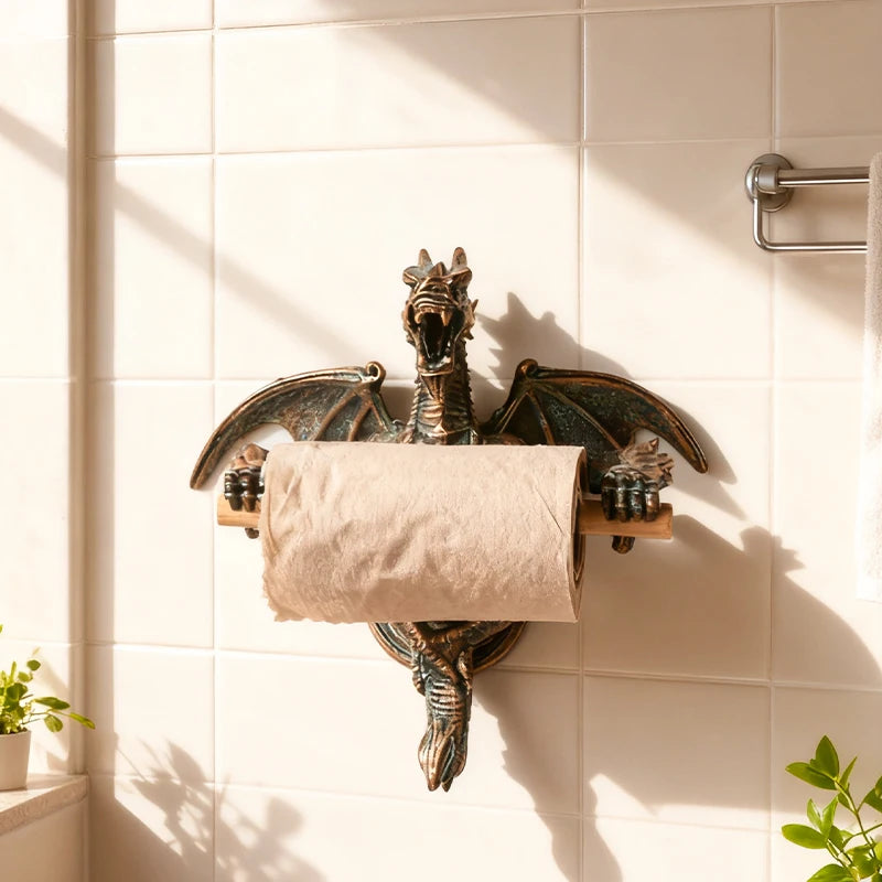 Retro Dragon Shaped Tissue Holder Bathroom Toilet Paper Holder Creative Dragon Ornament