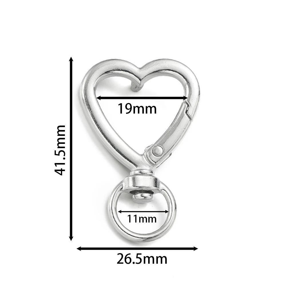 Swivel Clasps Alloy Heart Keyring Snap Hooks DIY Jewelry Making Craft Supplies