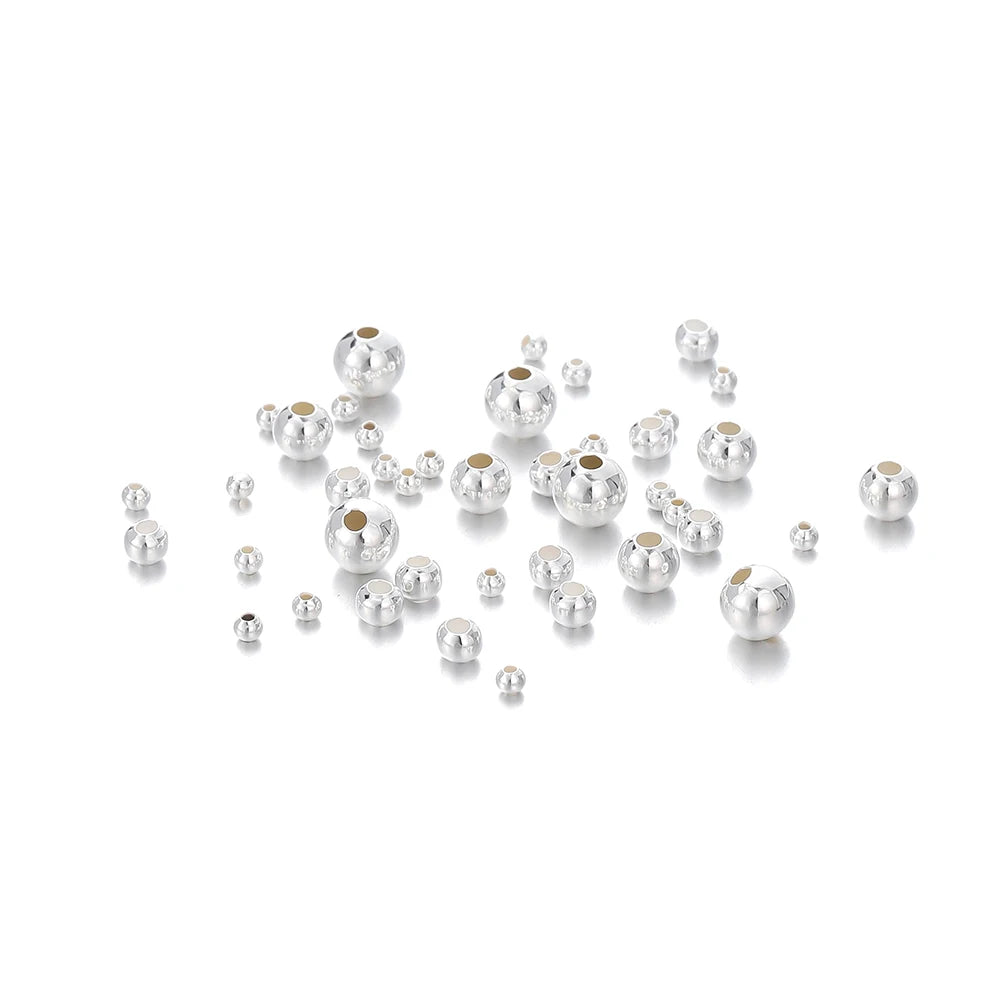 Metal Beads Sterling Silver Round Spacer Silver Bracelet Necklace Craft Beads