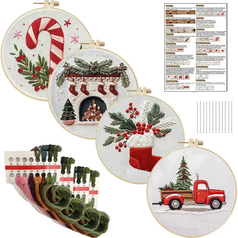 Cross-Stitch Kit, Christmas Wreath Pattern for Handmade Seasonal Home Decor