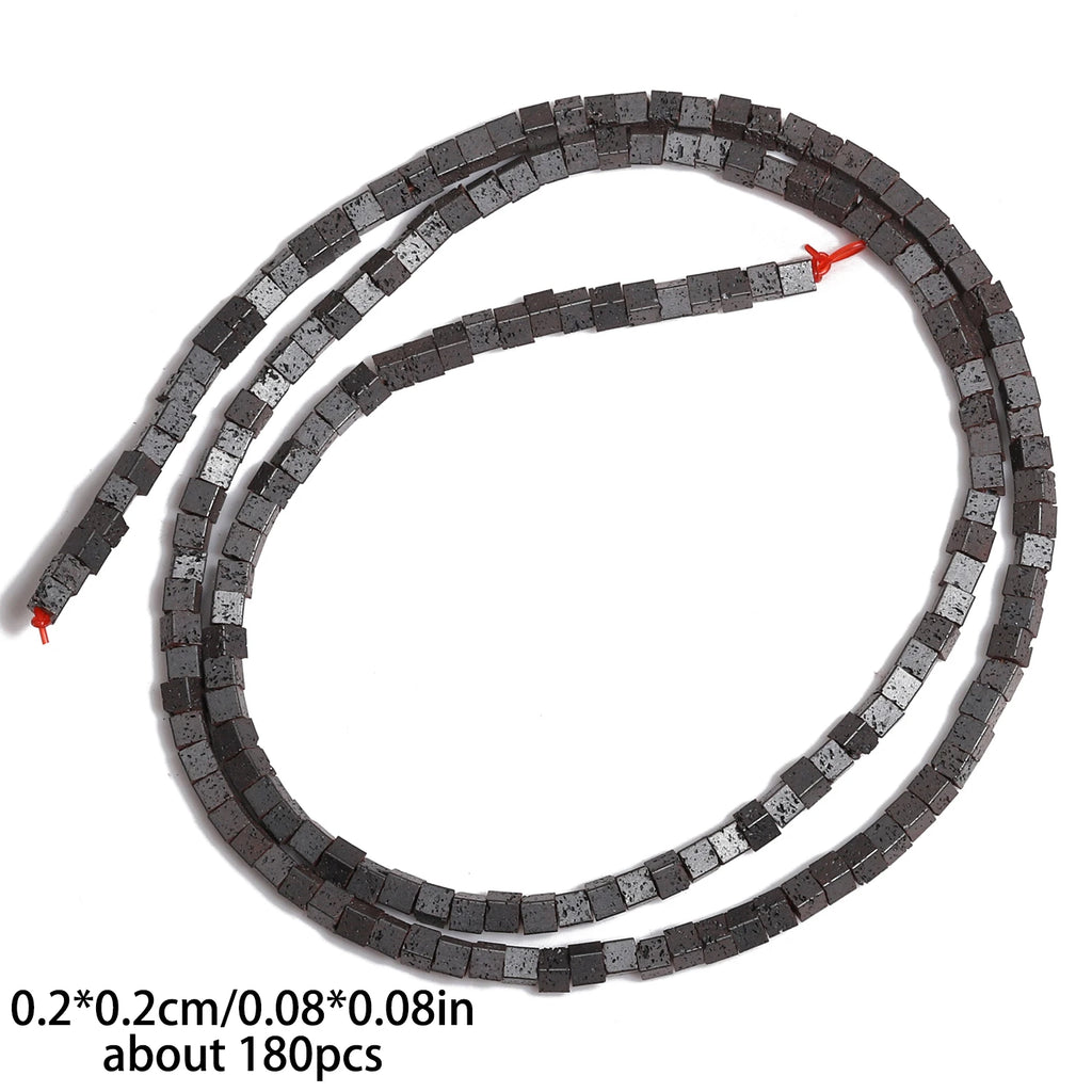Stone Beads Square Black Lava-Style Spacers for DIY Jewelry Making Craft Beads
