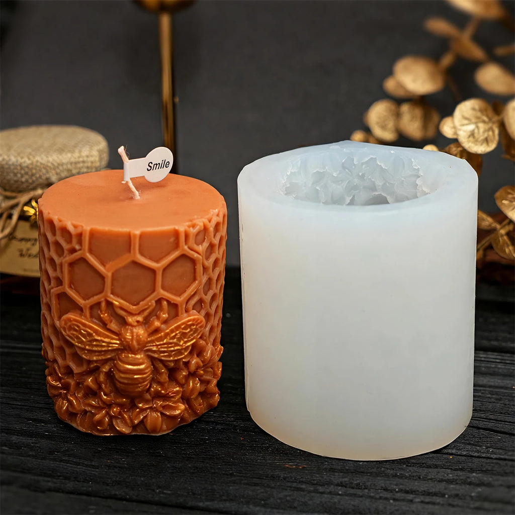 3D Bee Honeycomb Candle Mold DIY Embossed Beehive Pillar Scented Candle Plaster Mold Beehive Patterns Candle Making Tool