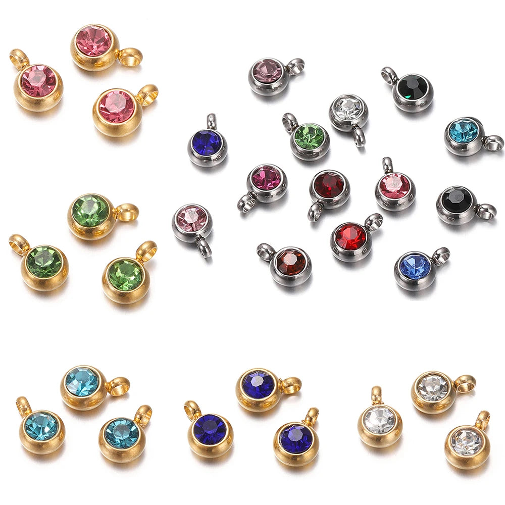 Earring Components Stainless Steel Birthstone Necklace Pendant Craft Supplies