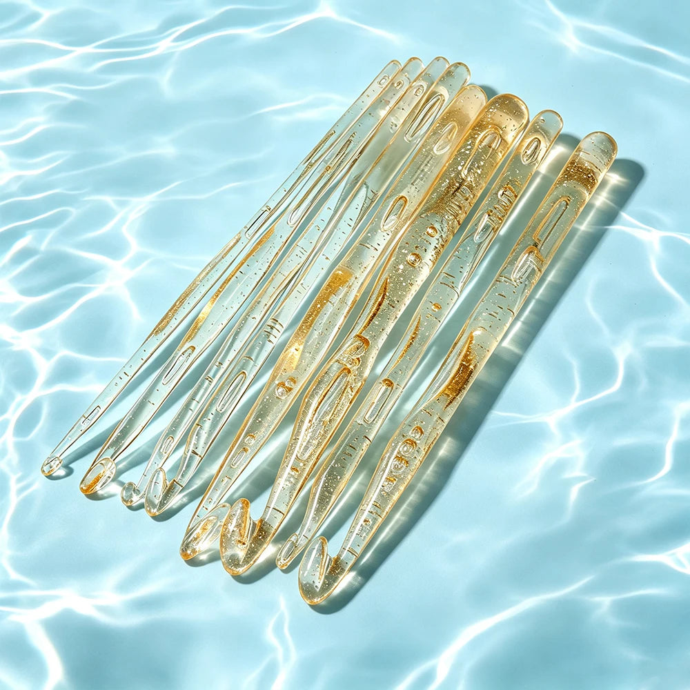Crochet Hooks, Transparent Crystal-Style Set for Handmade Yarn Crafts
