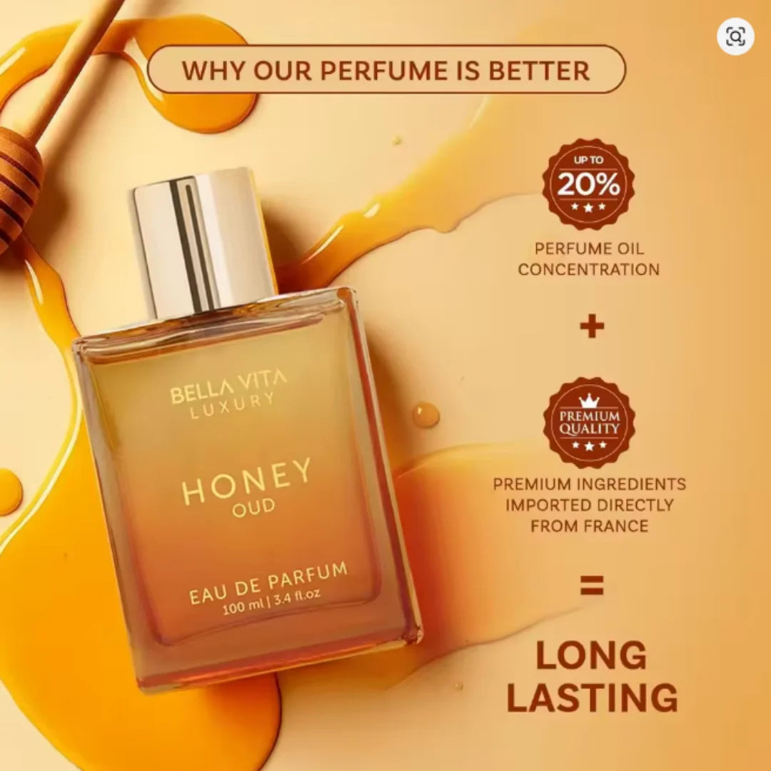 Bella Vita Honey Oud Unisex Eau de Parfum 3.4 oz Sweet Vanilla Amber Perfume