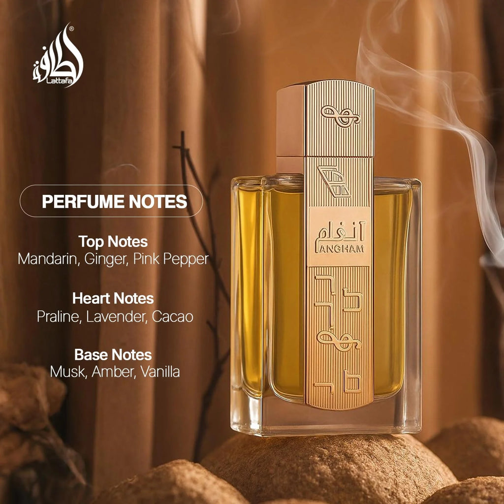 Lattafa Angham Unisex Eau de Parfum 3.4 oz Vanilla Amber Lavender Perfume Spray