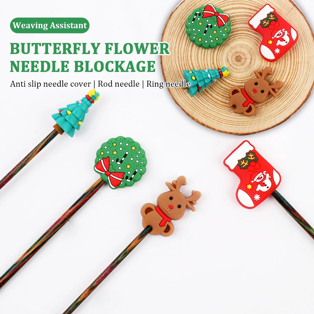 Knitting Needle Stoppers, Cartoon Tip Caps for Needlecraft Accessories