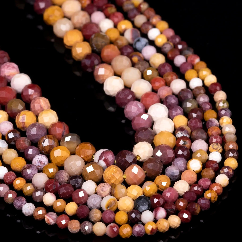 Stone Beads Tiny Faceted Mookaite Jasper-Style Small Spacer Bracelet Craft Beads